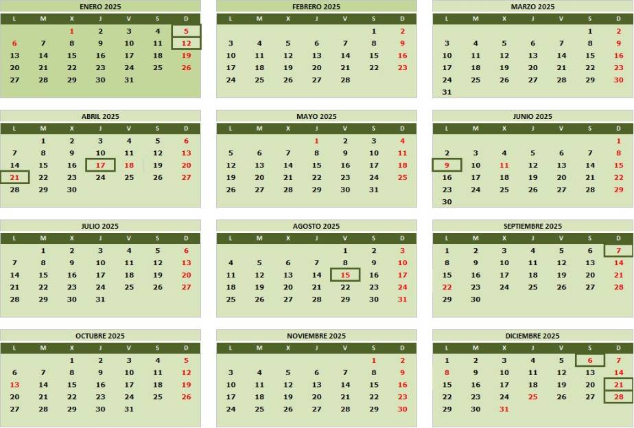 CALENDARIO APRTURA FESTIVOS